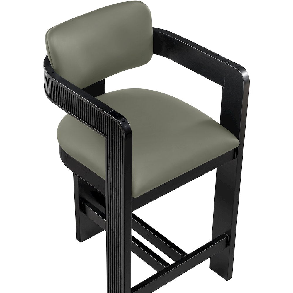 Sacha Olive Vegan Leather Upholstered Counter Stool
