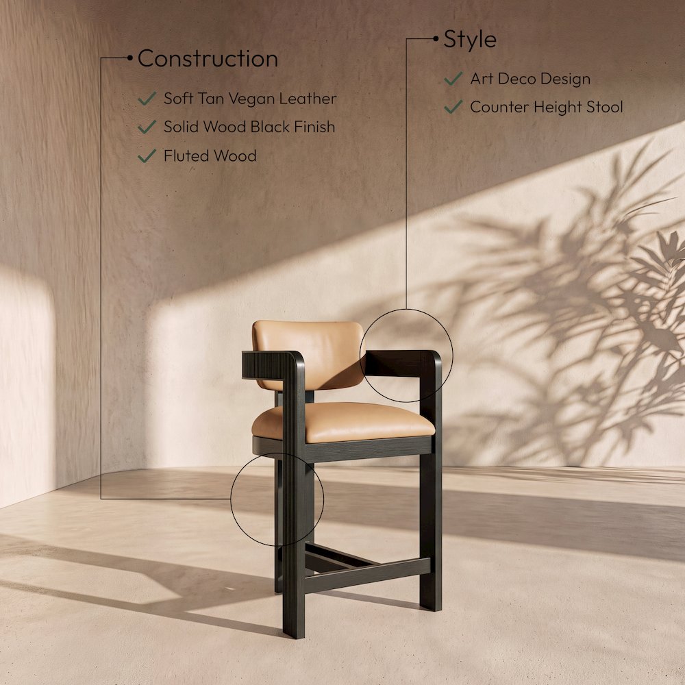 Sacha Tan Vegan Leather Upholstered Counter Stool
