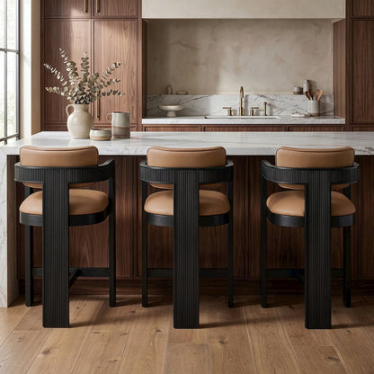 Sacha Tan Vegan Leather Upholstered Counter Stool