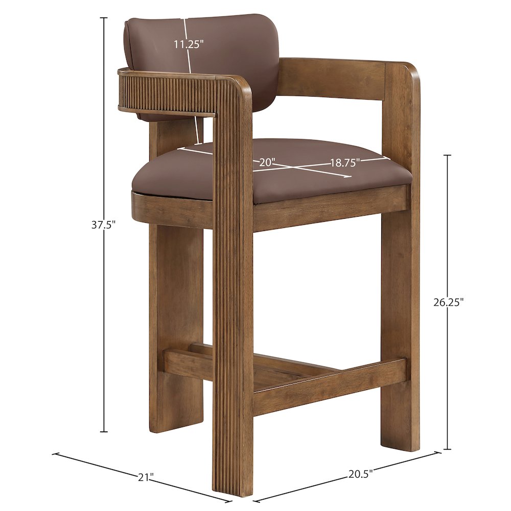 Sacha Brown Vegan Leather Upholstered Counter Stool