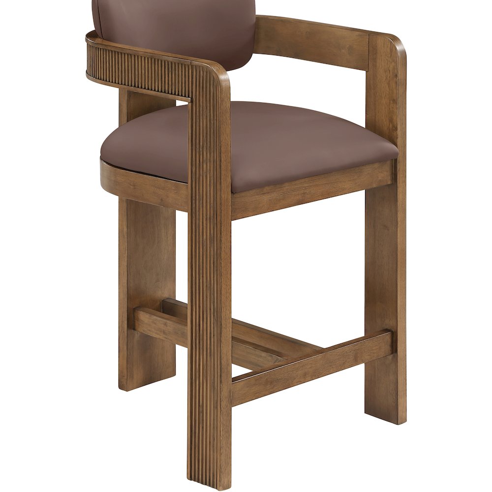Sacha Brown Vegan Leather Upholstered Counter Stool
