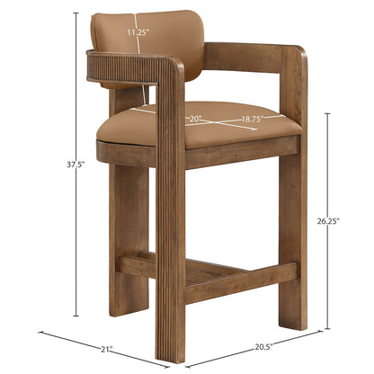 Sacha Cognac Vegan Leather Upholstered Counter Stool