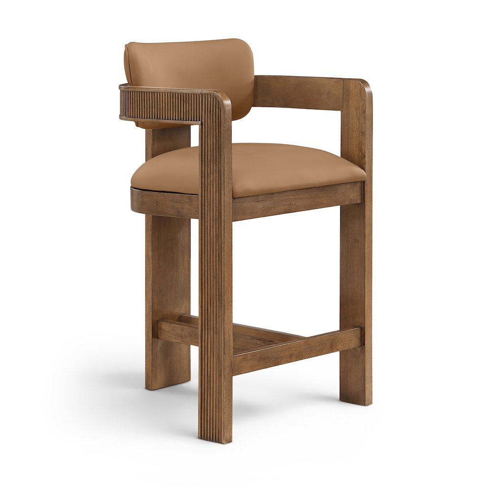 Sacha Cognac Vegan Leather Upholstered Counter Stool