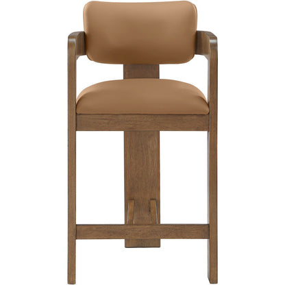 Sacha Cognac Vegan Leather Upholstered Counter Stool