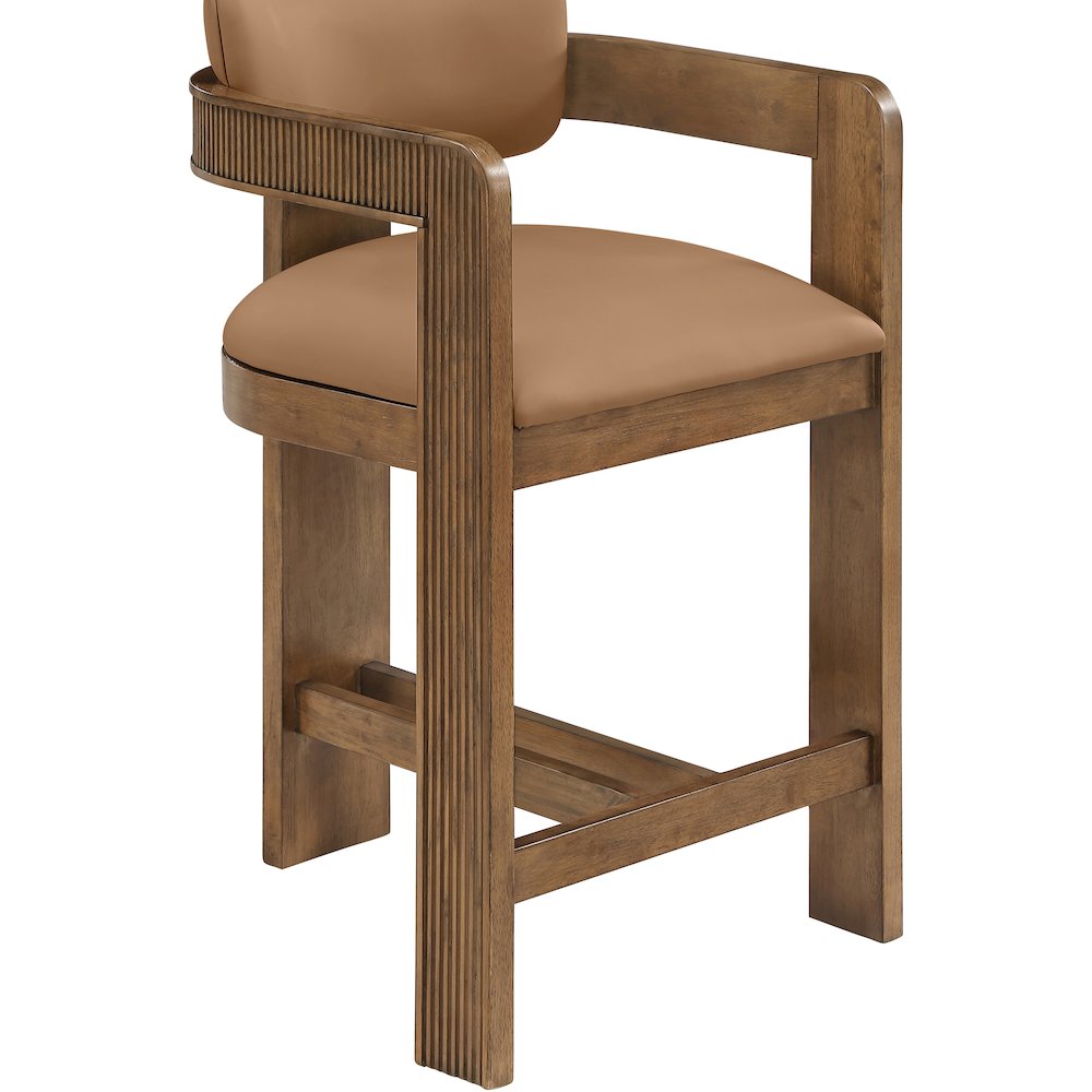 Sacha Cognac Vegan Leather Upholstered Counter Stool