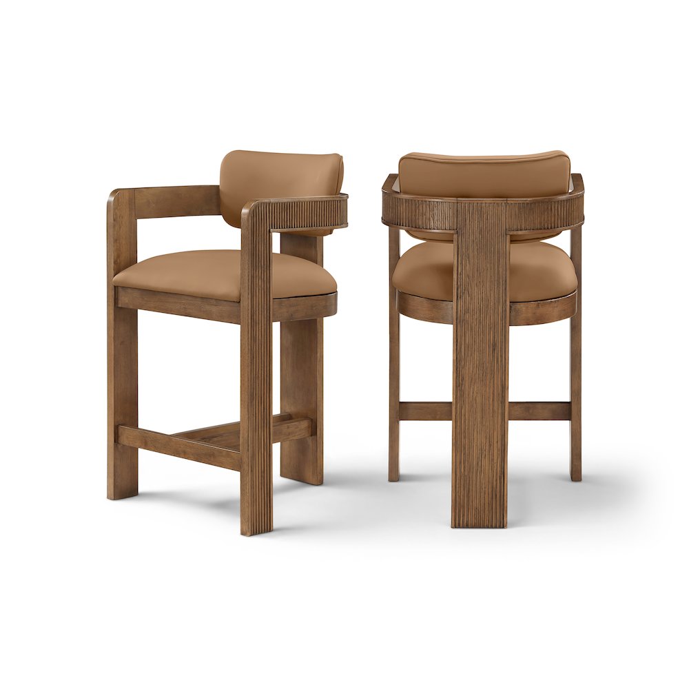 Sacha Cognac Vegan Leather Upholstered Counter Stool
