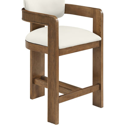 Sacha Cream Vegan Leather Upholstered Counter Stool