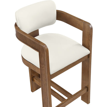Sacha Cream Vegan Leather Upholstered Counter Stool