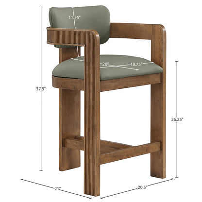 Sacha Olive Vegan Leather Upholstered Counter Stool