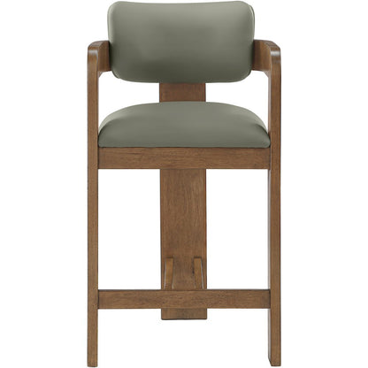 Sacha Olive Vegan Leather Upholstered Counter Stool
