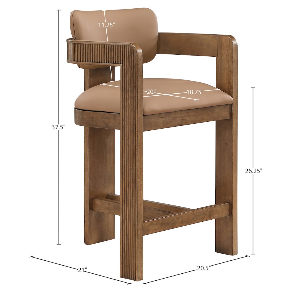 Sacha Tan Vegan Leather Upholstered Counter Stool