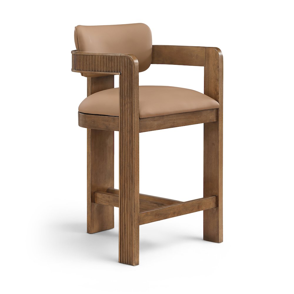Sacha Tan Vegan Leather Upholstered Counter Stool