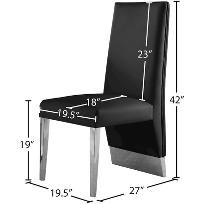 Porsha Black Vegan Leather Dining Chair, Set of 2