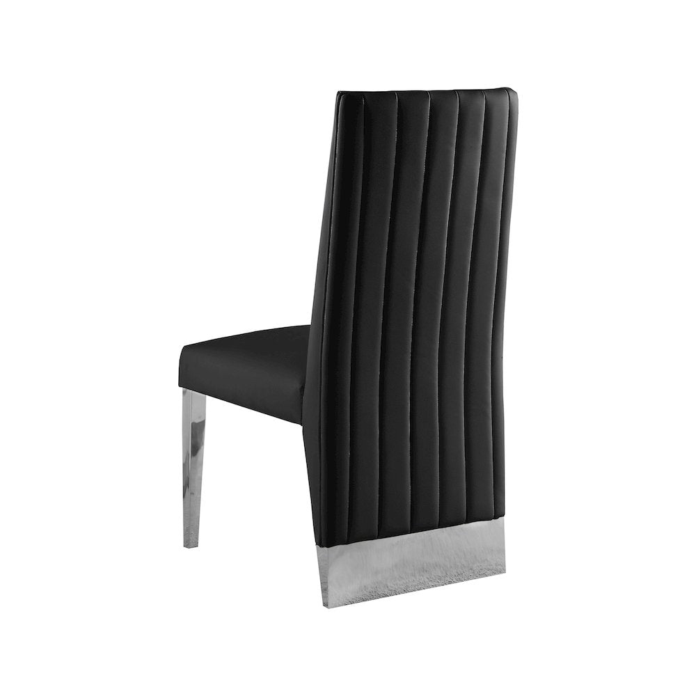 Porsha Black Vegan Leather Dining Chair, Set of 2