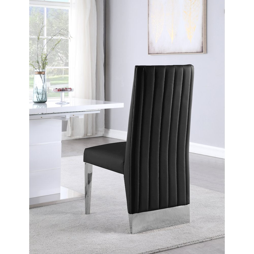 Porsha Black Vegan Leather Dining Chair, Set of 2
