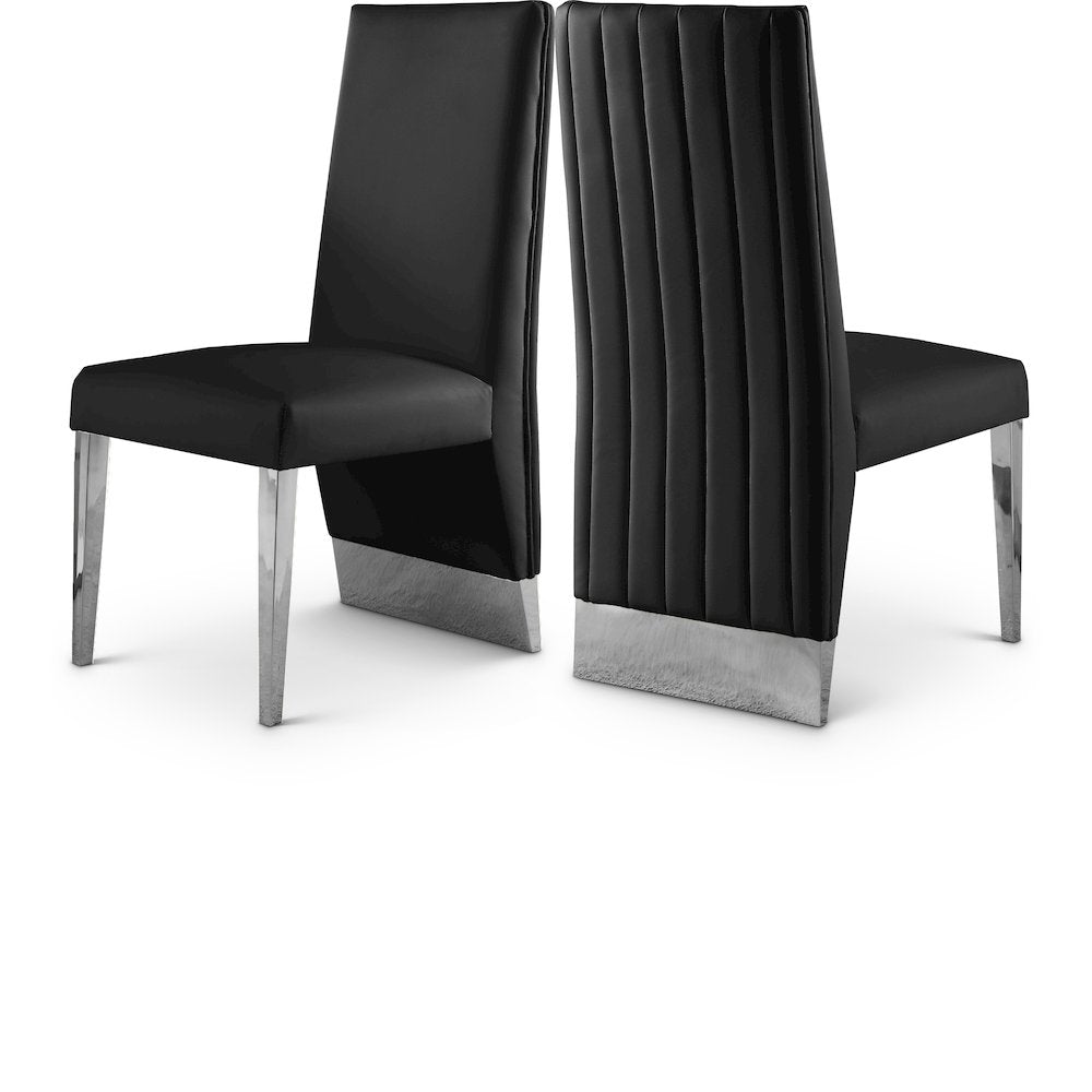 Porsha Black Vegan Leather Dining Chair, Set of 2