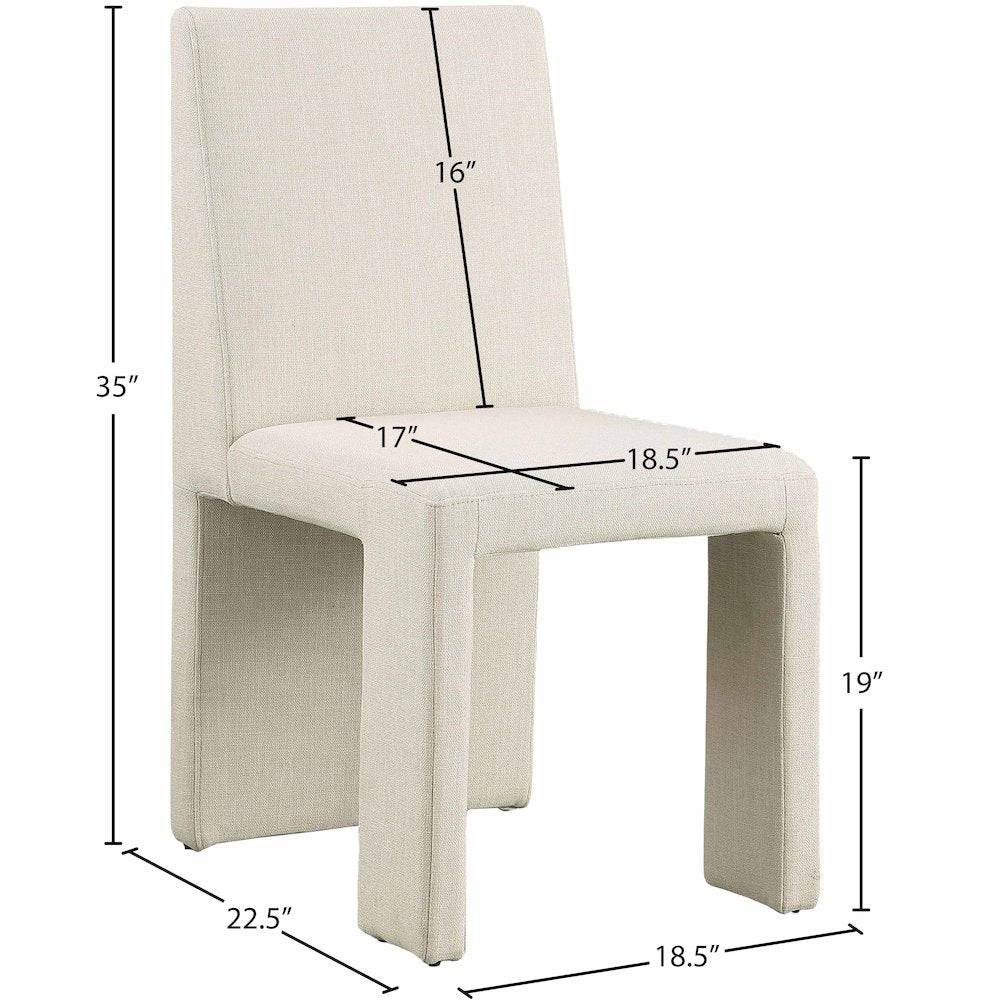 Benson Beige Linen Textured Fabric Dining Chair, Set of 2