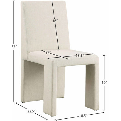 Benson Beige Linen Textured Fabric Dining Chair, Set of 2