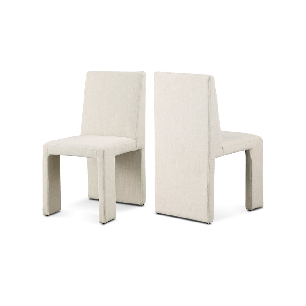 Benson Beige Linen Textured Fabric Dining Chair, Set of 2