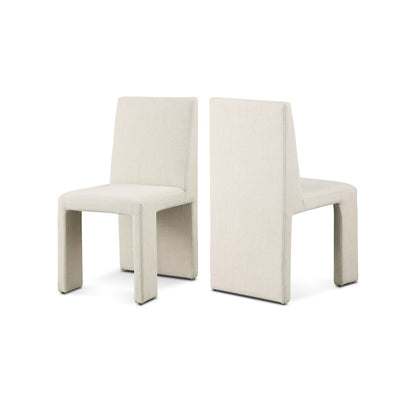 Benson Beige Linen Textured Fabric Dining Chair, Set of 2