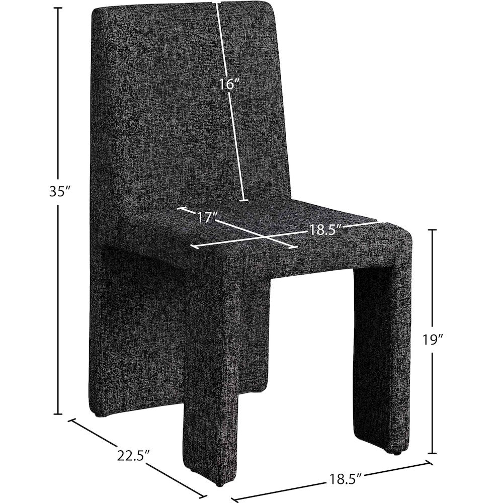 Benson Black Linen Textured Fabric Dining Chair, Set of 2