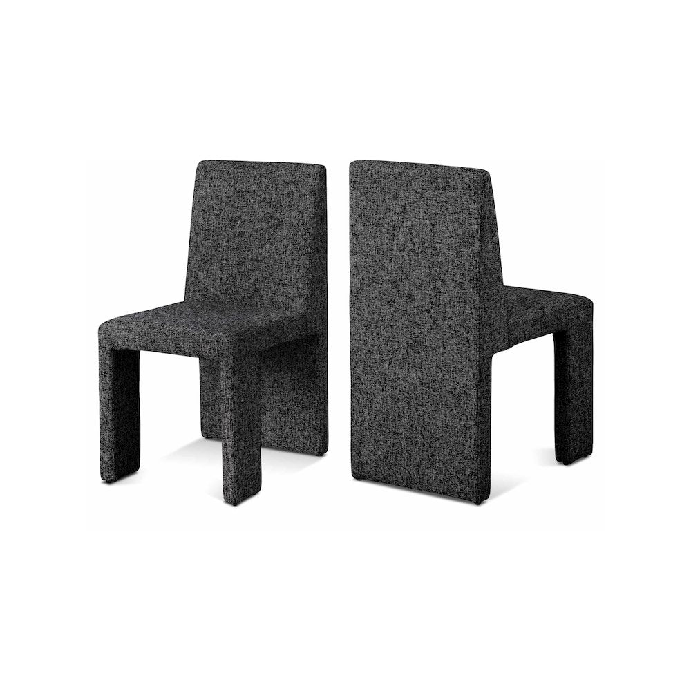 Benson Black Linen Textured Fabric Dining Chair, Set of 2