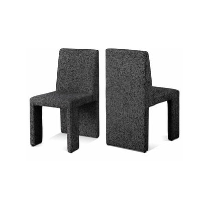 Benson Black Linen Textured Fabric Dining Chair, Set of 2