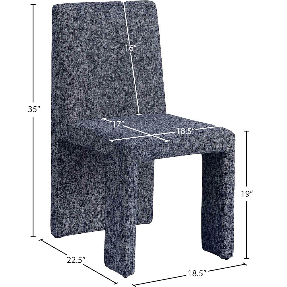 Benson Blue Linen Textured Fabric Dining Chair, Set of 2