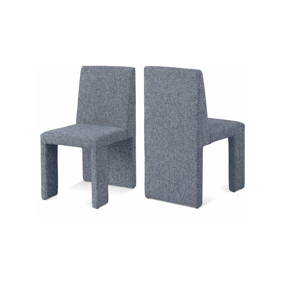 Benson Blue Linen Textured Fabric Dining Chair, Set of 2
