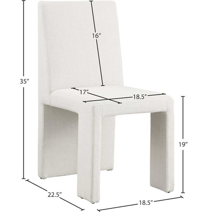 Benson Cream Linen Textured Fabric Dining Chair, Set of 2