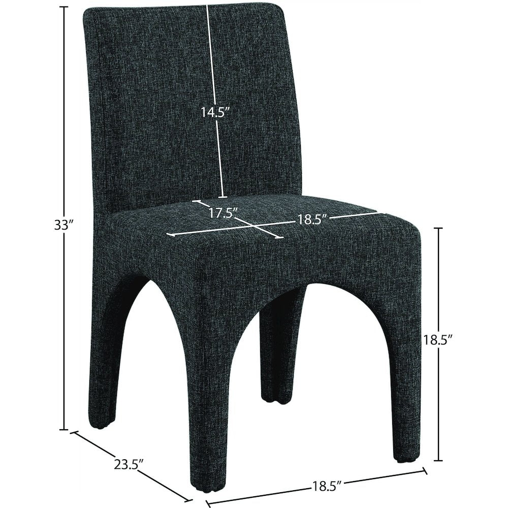 Gramercy Black Linen Textured Fabric Dining Chair, Set of 2