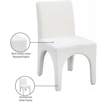 Gramercy Cream Linen Textured Fabric Dining Chair, Set of 2