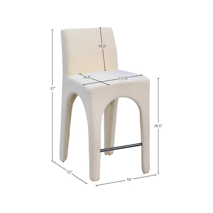 Gramercy Beige Linen Textured Fabric Stool