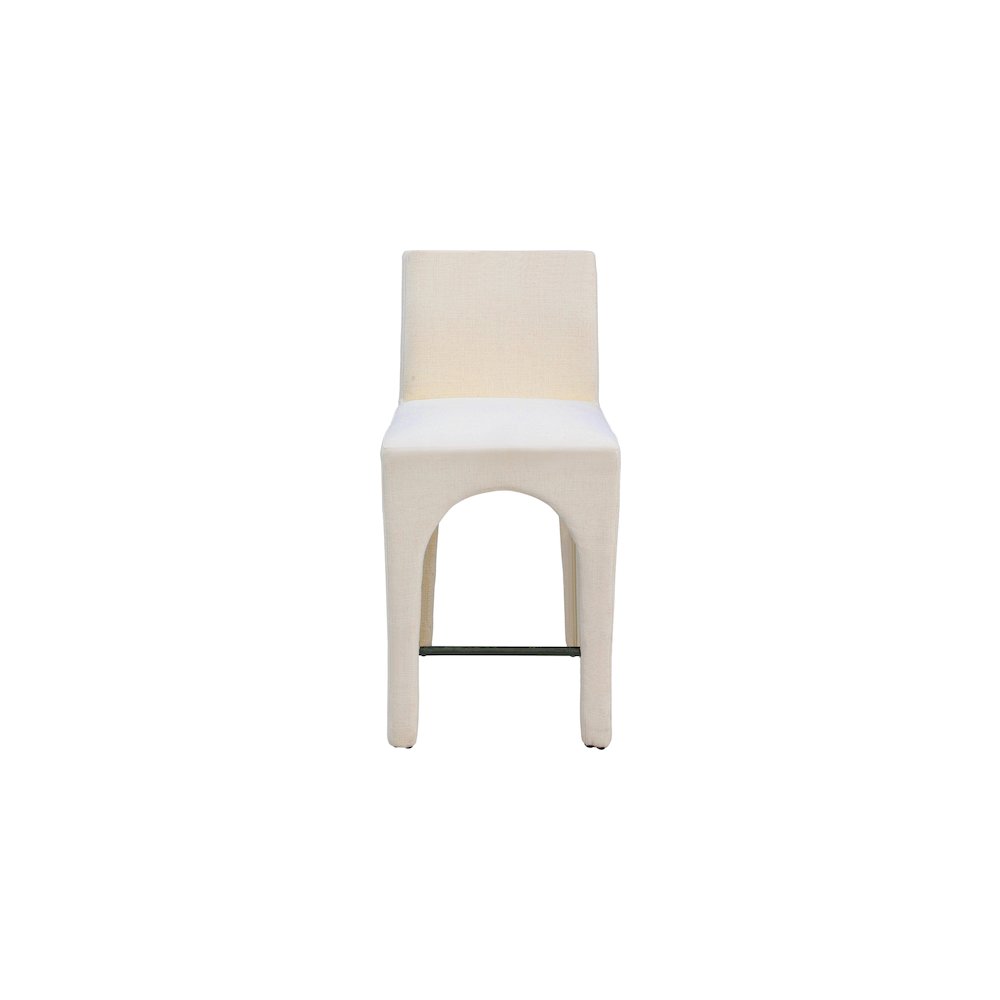 Gramercy Beige Linen Textured Fabric Stool