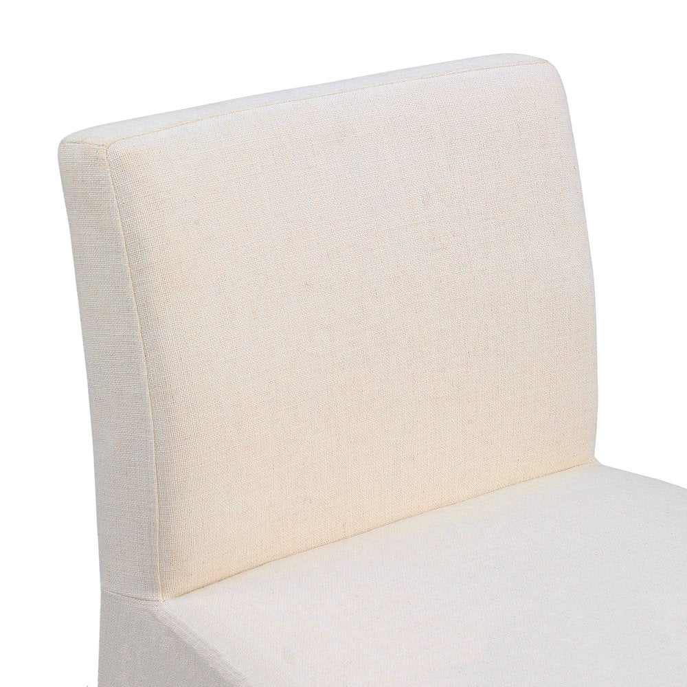 Gramercy Beige Linen Textured Fabric Stool