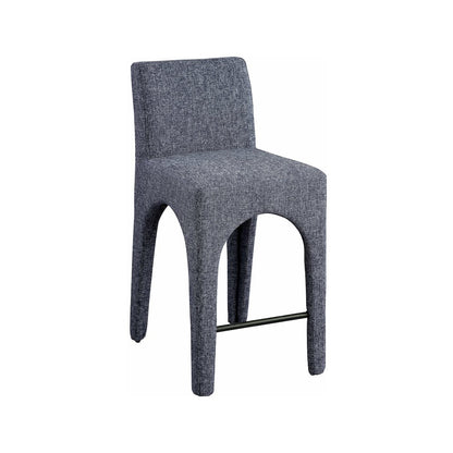 Gramercy Blue Linen Textured Fabric Stool