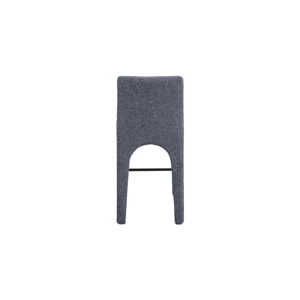 Gramercy Blue Linen Textured Fabric Stool