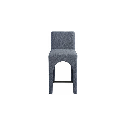 Gramercy Blue Linen Textured Fabric Stool