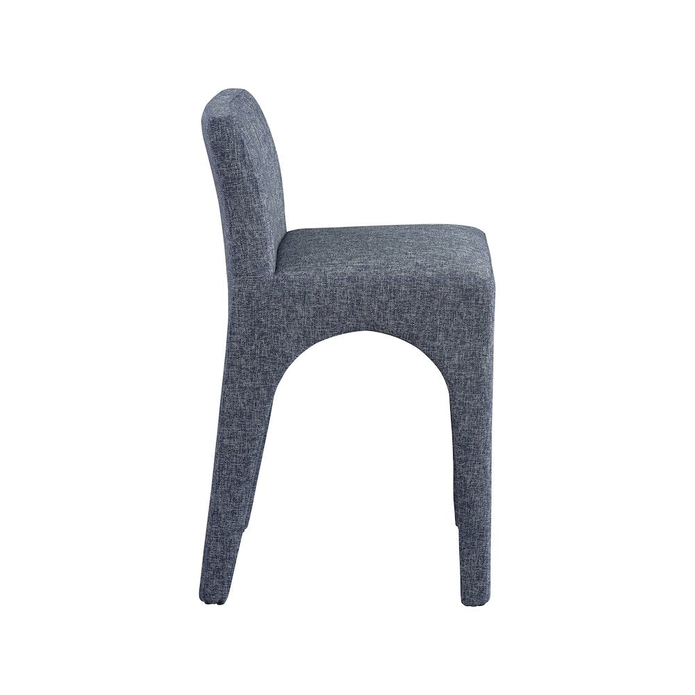 Gramercy Blue Linen Textured Fabric Stool