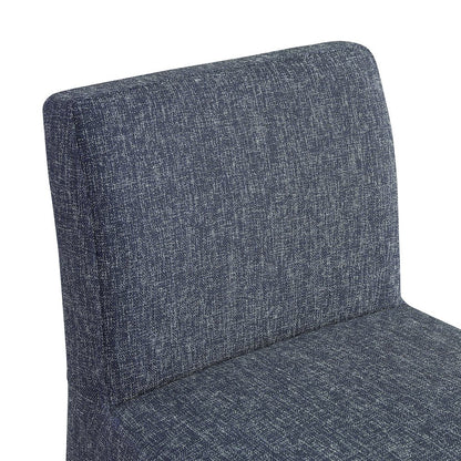 Gramercy Blue Linen Textured Fabric Stool