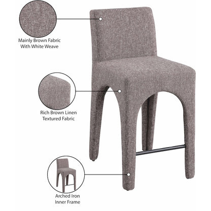 Gramercy Brown Linen Textured Fabric Stool
