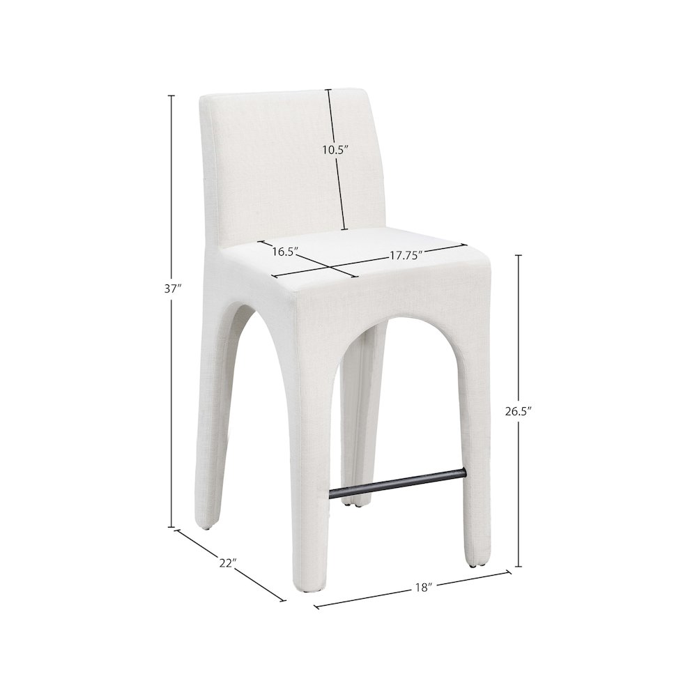 Gramercy Cream Linen Textured Fabric Stool