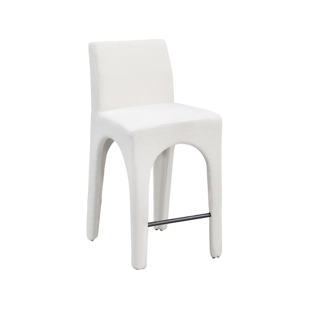 Gramercy Cream Linen Textured Fabric Stool