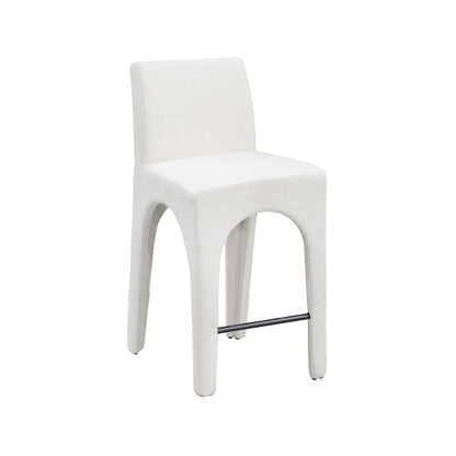Gramercy Cream Linen Textured Fabric Stool