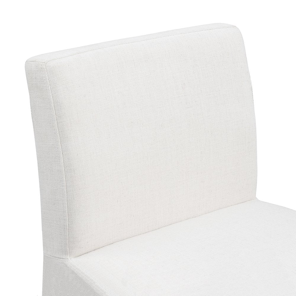 Gramercy Cream Linen Textured Fabric Stool