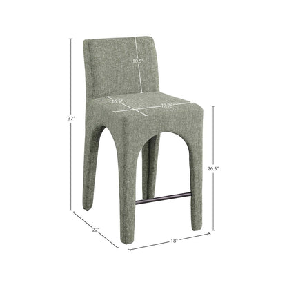 Gramercy Green Linen Textured Fabric Stool