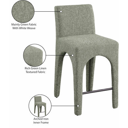 Gramercy Green Linen Textured Fabric Stool