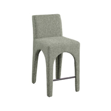 Gramercy Green Linen Textured Fabric Stool