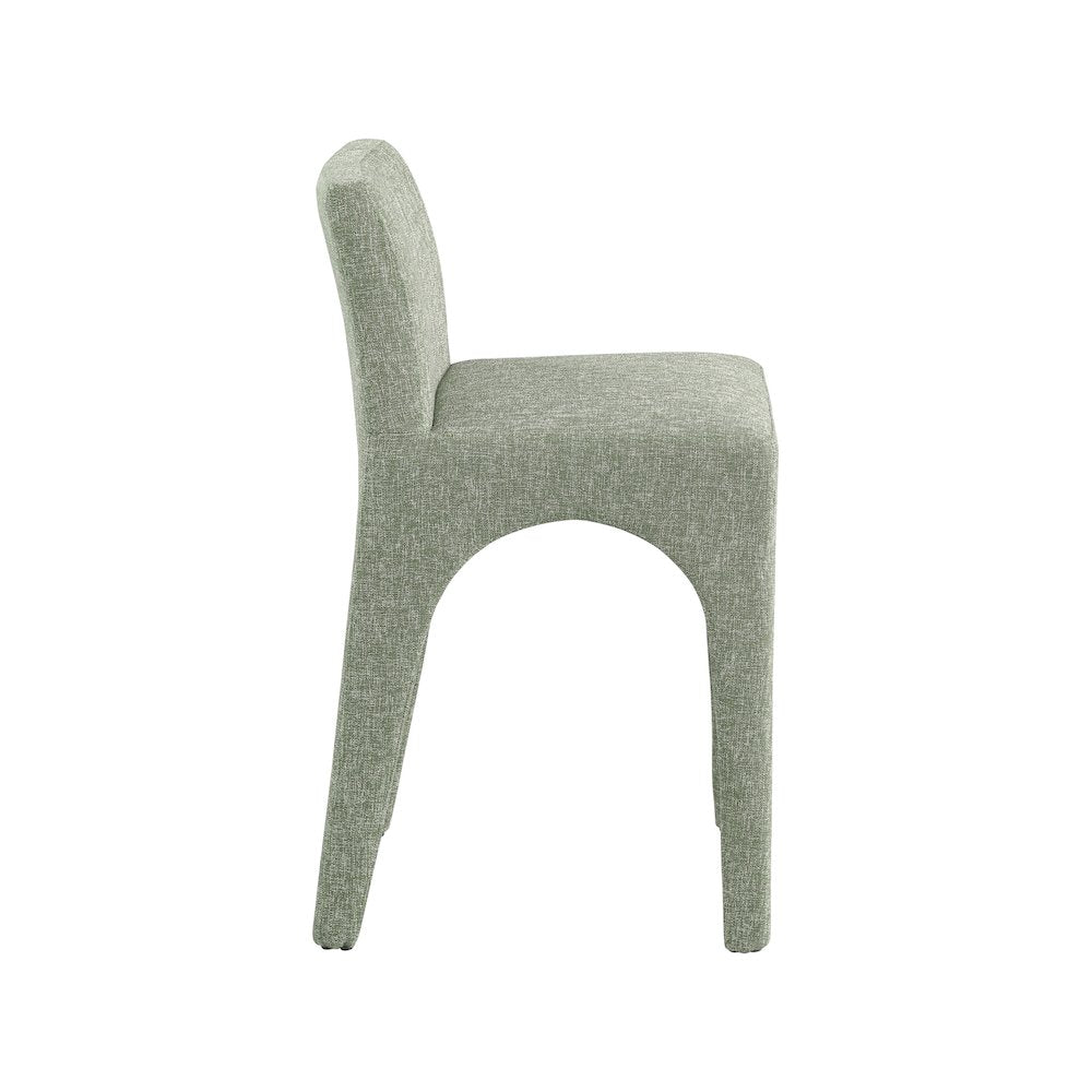 Gramercy Green Linen Textured Fabric Stool