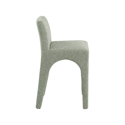 Gramercy Green Linen Textured Fabric Stool